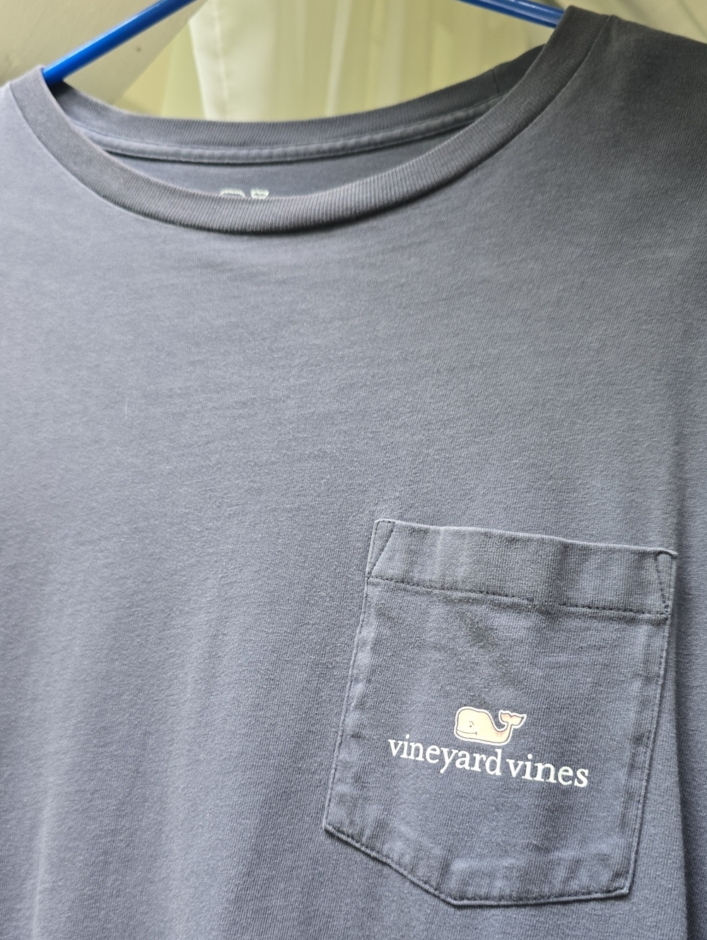 Vineyard Vines Men's Long Sleeve Pocket Tee in Washed Dark Blue